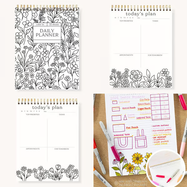 🎨Color-In Spiral Notebook & Daily Planner🧑‍🎨