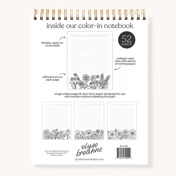 🎨Color-In Spiral Notebook & Daily Planner🧑‍🎨