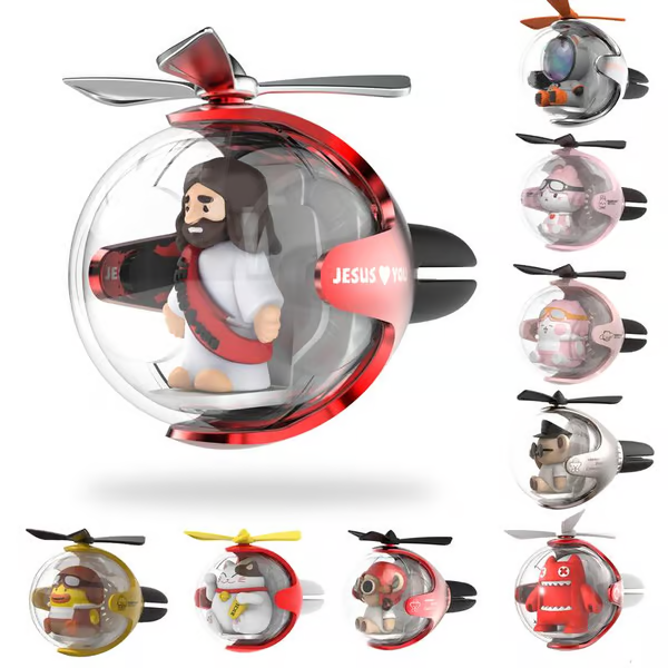 [cute Jesus car accessories] Flying Ball Refillable Cartoon Light-upCar Air Freshener Clip