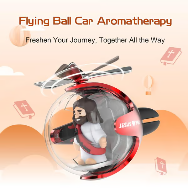 [cute Jesus car accessories] Flying Ball Refillable Cartoon Light-upCar Air Freshener Clip