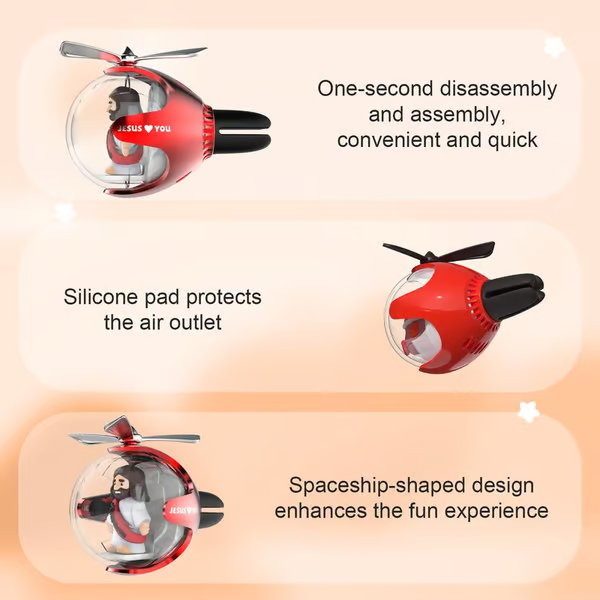 [cute Jesus car accessories] Flying Ball Refillable Cartoon Light-upCar Air Freshener Clip