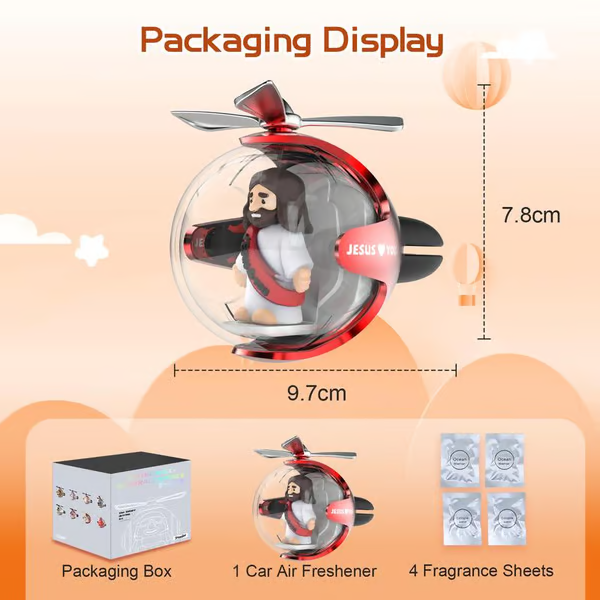 [cute Jesus car accessories] Flying Ball Refillable Cartoon Light-upCar Air Freshener Clip