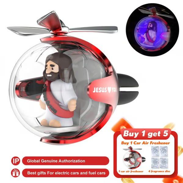[cute Jesus car accessories] Flying Ball Refillable Cartoon Light-upCar Air Freshener Clip