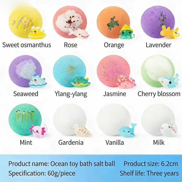 12-Pack Kids Bath Bombs with Surprise Spring Toys Inside - Easter Basket Stuffers for Boys & Girls - Skin-Soothing Bath Fizzies Gift Set (Ages 3+)