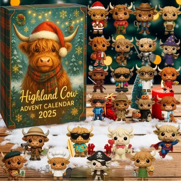 🌲Christmas Gift--Highland Cow Advent Calendar 2025