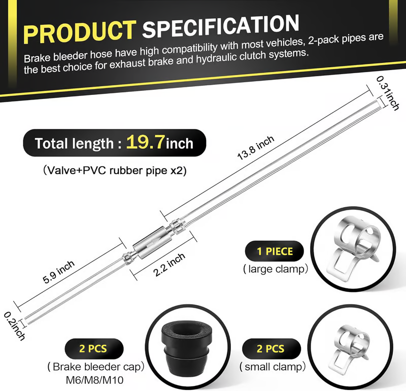💥Brake Bleeder Hose - One Way Check Valve Tube Bleeding Tool Kit For Car Motorcyle Clutch