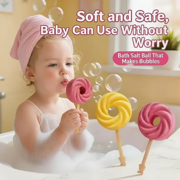 (🎁Last Day 49% OFF)🍭Cute Lollipop Bath Bomb,Colorful Bubble Bath Ball for Fun Bath Time
