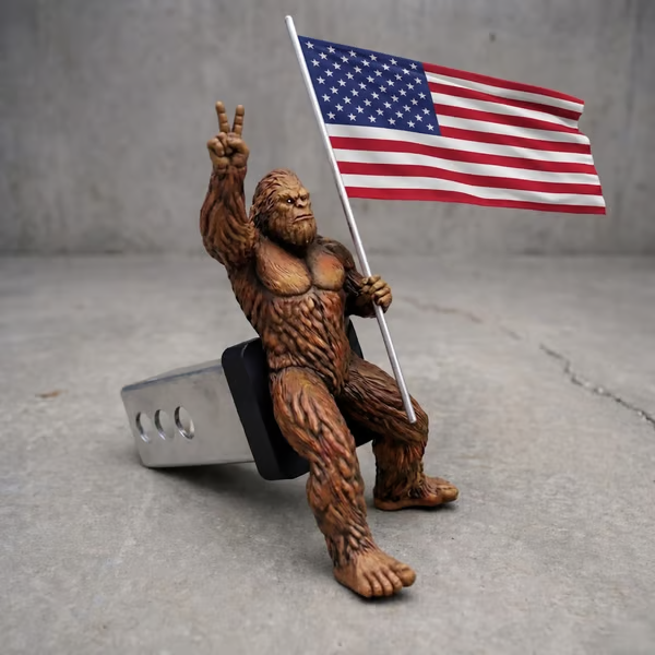 🔥LAST DAY 49% OFF - 👣🚗Patriot Bigfoot Trailer Hitch With Waving American Flag