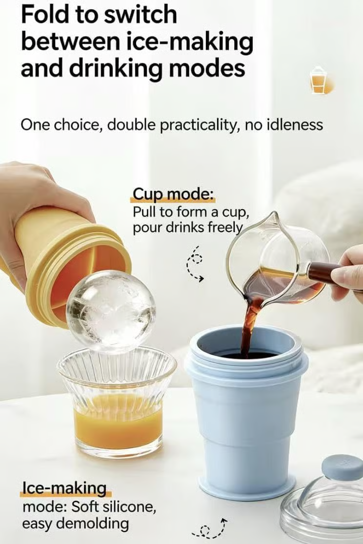 🔥Recent Offer: 41%Off🔥-2-in-1 Foldable Silicone Ice Ball Maker Cup