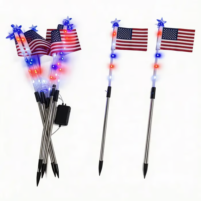 🔥Last Day 49% OFF - 🔥8 Solar American Flag Pathway Lights – Red, White & Blue Yard Glow for 250th Independence Celebration 🇺🇸✨-Festivesl
