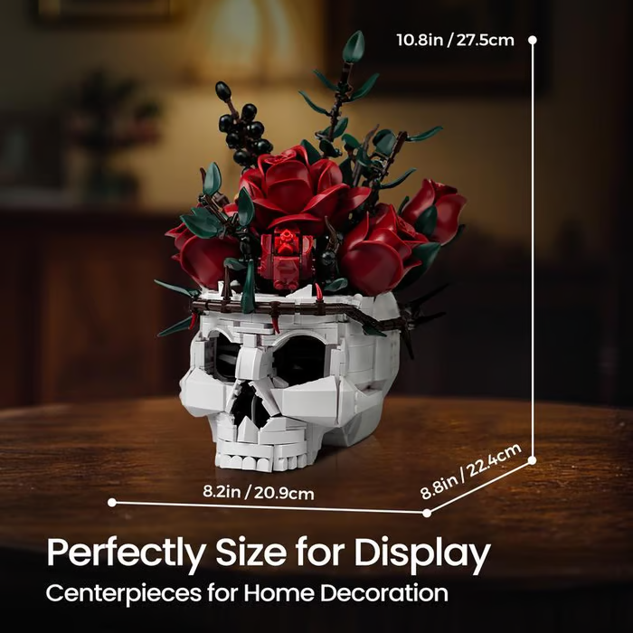 🔥Last Day 49% OFF💀🌹Gothic Skull Rose Building Set for Adults🎁Buy 2 Free Shipping