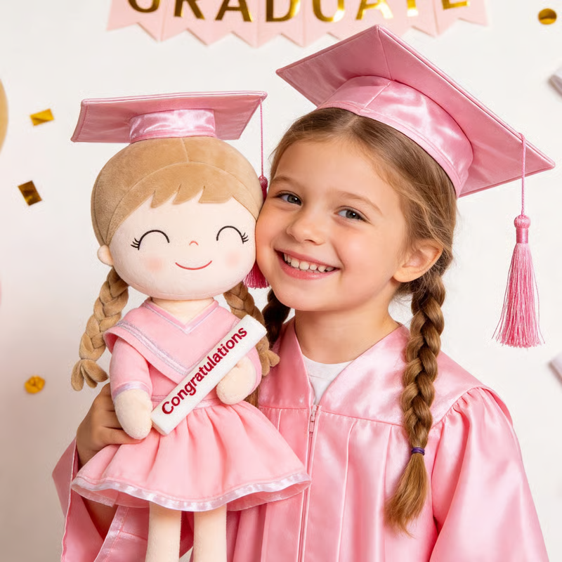 🎓💖 Graduation Girl Plush Doll – Pink Cap & Gown Keepsake Gift for Class of 2026