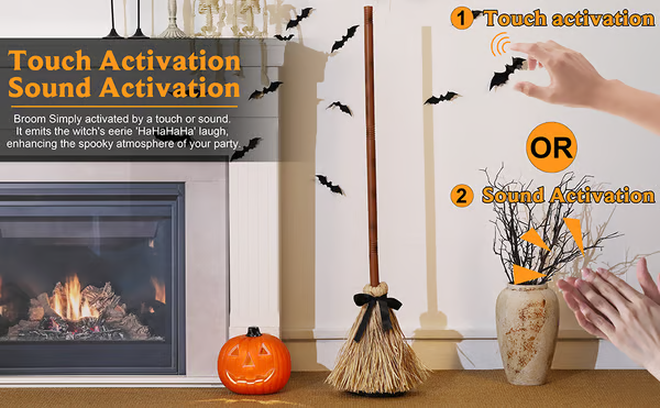 【💥Halloween Sale 49% OFF】🧙‍♀️🪄Floating Witch's Broom –Haunted Dancing Broom