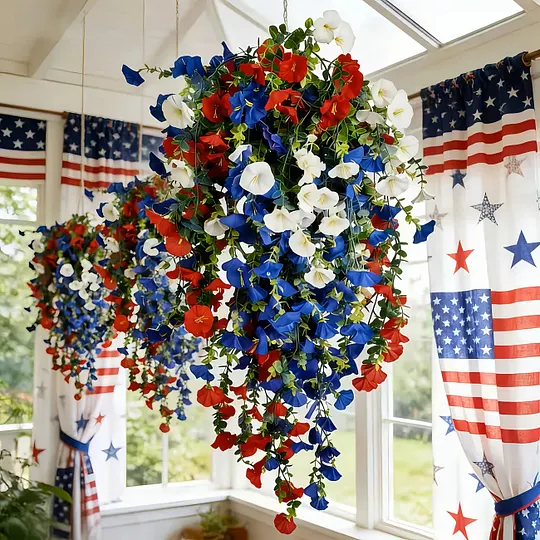 ✨🇺🇸 Celebrate America’s 250th Anniversary with Patriotic Hanging Flower Baskets