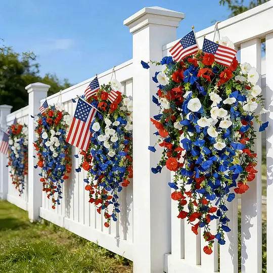 ✨🇺🇸 Celebrate America’s 250th Anniversary with Patriotic Hanging Flower Baskets