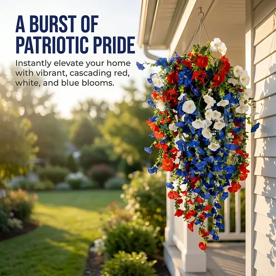✨🇺🇸 Celebrate America’s 250th Anniversary with Patriotic Hanging Flower Baskets