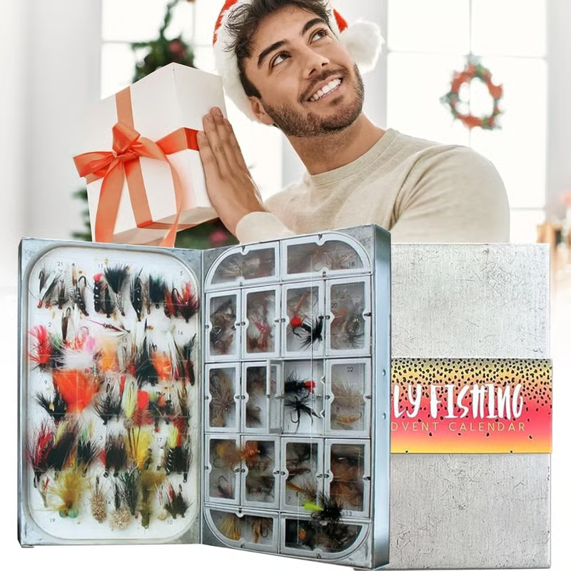 Fly Fishing Advent Calendar – Handmade Flies + Waterproof Fly Box | Daily Surprises for Anglers, The Ultimate Christmas Countdown Gift-Festivesl