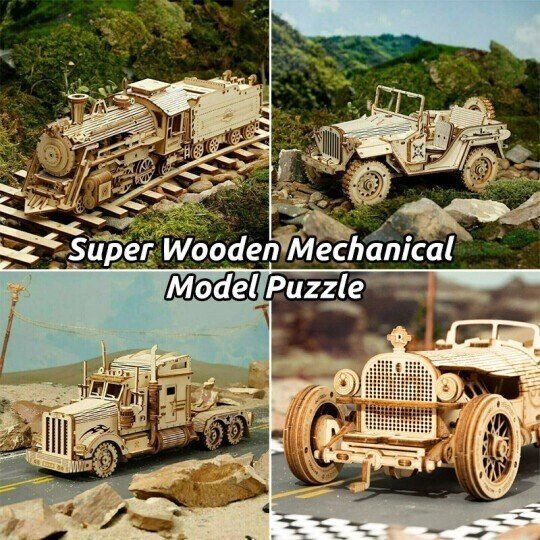 Hot Sale 48% OFF - Super Wooden Mechanical Model Puzzle Set(Buy 2 Free Shipping)-Festivesl