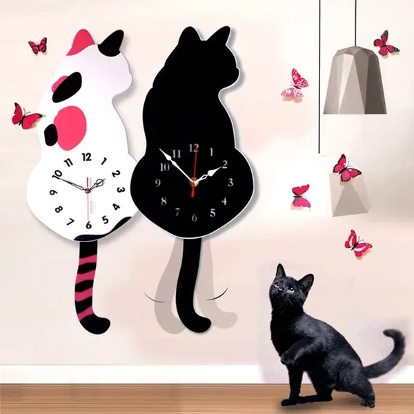(❤️2023 Early Christmas Sale-49% OFF❤️)Nordic Cat Wagging Tail Wall Clock-Festivesl