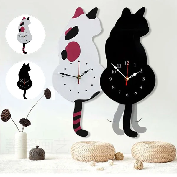 (❤️2023 Early Christmas Sale-49% OFF❤️)Nordic Cat Wagging Tail Wall Clock-Festivesl