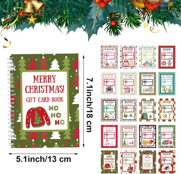  🎁🎅🏼MERRY CHRISTMAS! GIFT CARD BOOK📚Hardcover & Durability Line (♻️Free PDF Included!)