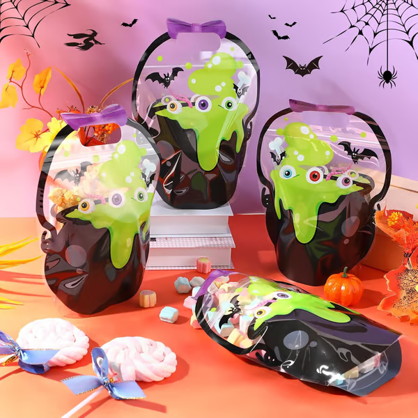 🏆Flash Sale⚡ 50K+ SOLD! 👻50 Pcs Halloween Favor Bags Transparent Sealed Pouches