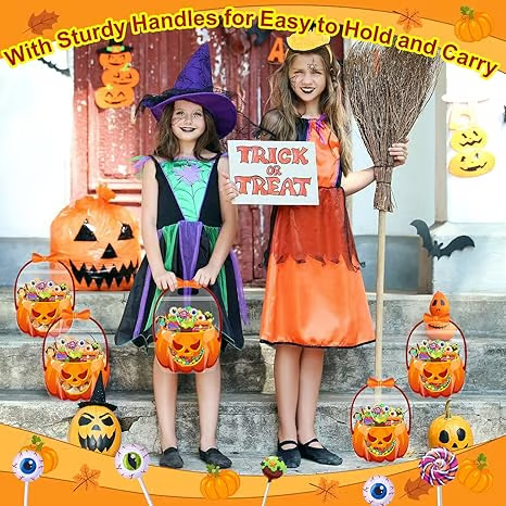 🔥Last Day 50% OFF - Fuutreo 50 Pcs/100PCS Halloween Favor Bags Transparent Pumpkin Sealed Pouches🍬