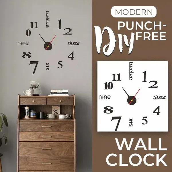 🔥Summer Hot Sale - 48% OFF 🔥MODERN DIY PUNCH-FREE WALL CLOCK-Festivesl