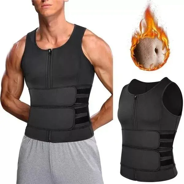 Men Body Shaper Sauna Vest Waist Trainer Double Belt-Festivesl