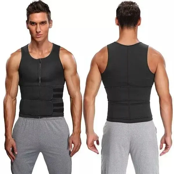 Men Body Shaper Sauna Vest Waist Trainer Double Belt-Festivesl