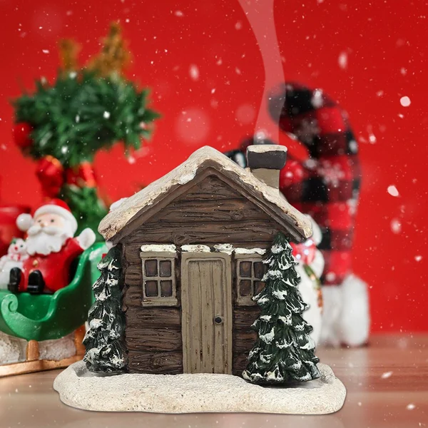 🏠🎄Log Cabin Snowy Winter Incense Cone Burner-Festivesl