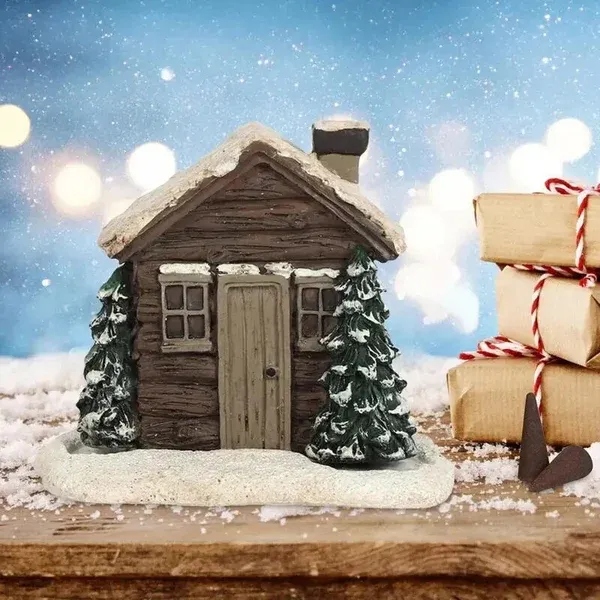 🏠🎄Log Cabin Snowy Winter Incense Cone Burner-Festivesl