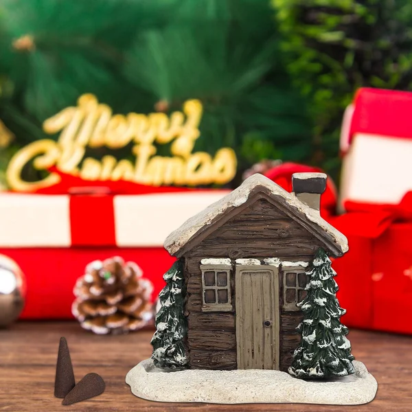 🏠🎄Log Cabin Snowy Winter Incense Cone Burner-Festivesl