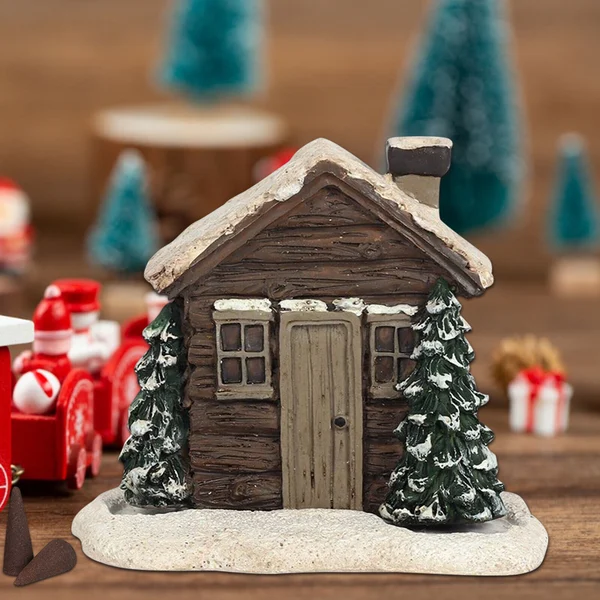 🏠🎄Log Cabin Snowy Winter Incense Cone Burner-Festivesl