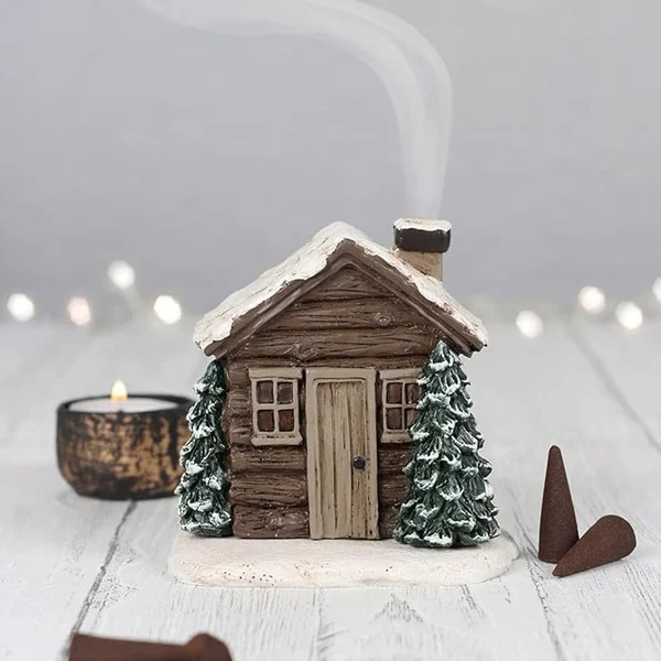 🏠🎄Log Cabin Snowy Winter Incense Cone Burner-Festivesl