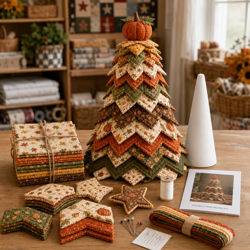 🔥LAST DAY 50% OFF - 🎄Americana Christmas Tree Quilt Kit – Easy Layered Fabric Holiday Décor for Quilting Lovers-Festivesl