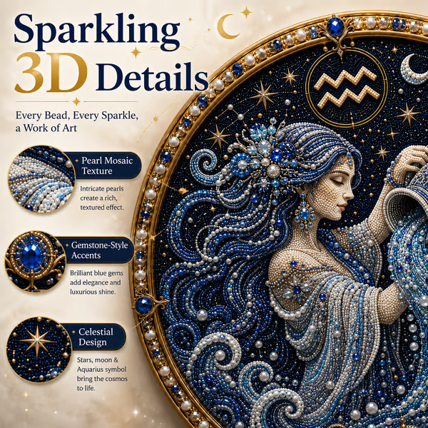 🔥 LAST DAY 49% OFF – ✨ Premium 3D Pearl 12 Zodiac Signs Art Kit | Luxury Flocked Canvas with Scratch-Resistant Non-Fading Pearl Beads DIY Handmade Astrology Decor ♈🌙💎