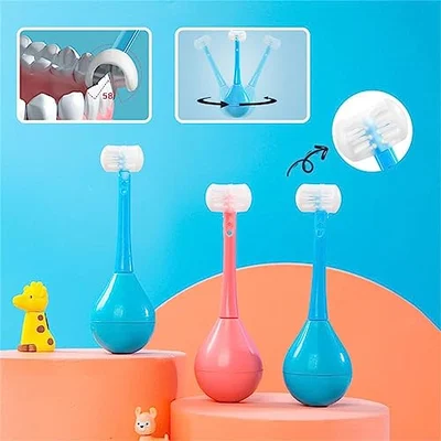 👍 Novelty Cute Tumbler Three-sided Children's Toothbrush-Festivesl