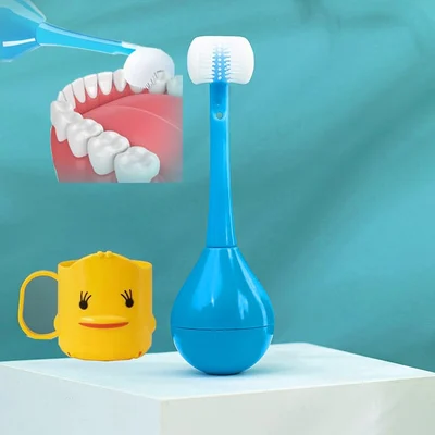 👍 Novelty Cute Tumbler Three-sided Children's Toothbrush-Festivesl