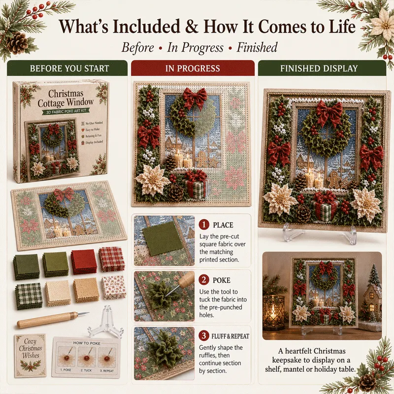 🎄 Christmas 3D Fabric Poke Art Kit – Relax, Poke & Create Cozy Holiday Magic