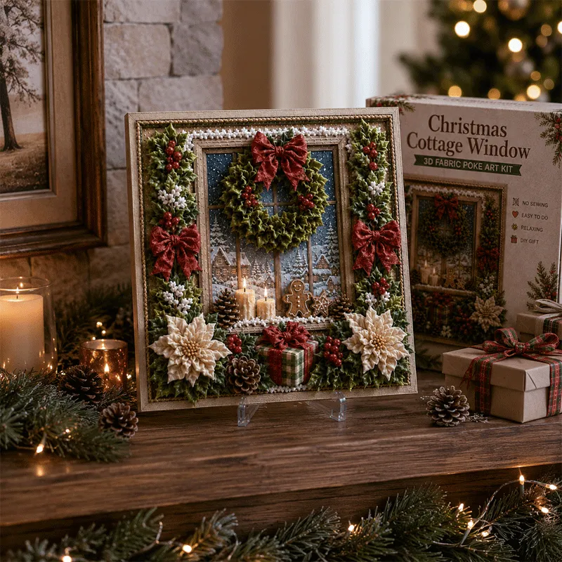 🎄 Christmas 3D Fabric Poke Art Kit – Relax, Poke & Create Cozy Holiday Magic