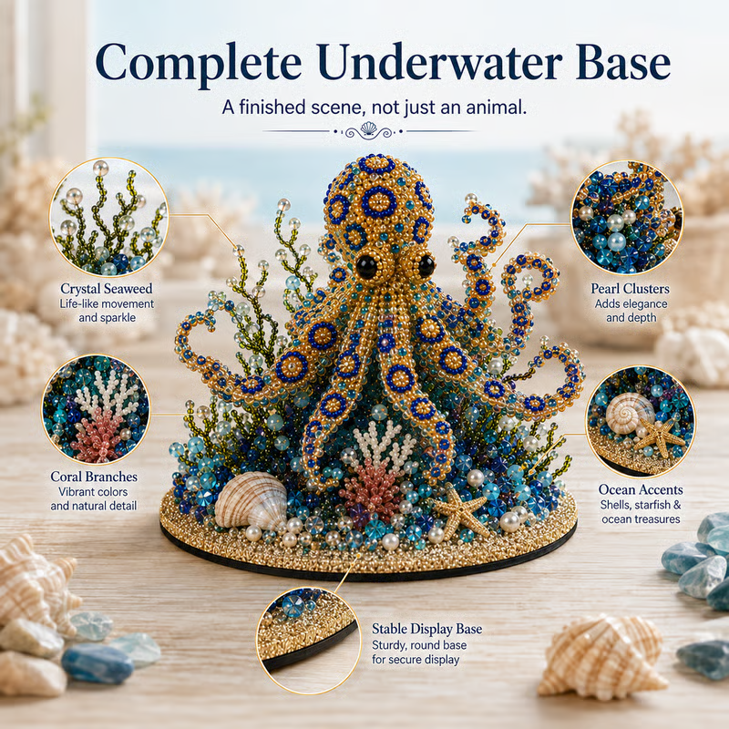 🔥LAST DAY 50% OFF - 🌊 Ocean Sparkle Animal Craft Kit | Create a Dimensional Underwater Centerpiece with Colorful Beads, Pearls & Coastal Details 🐚✨