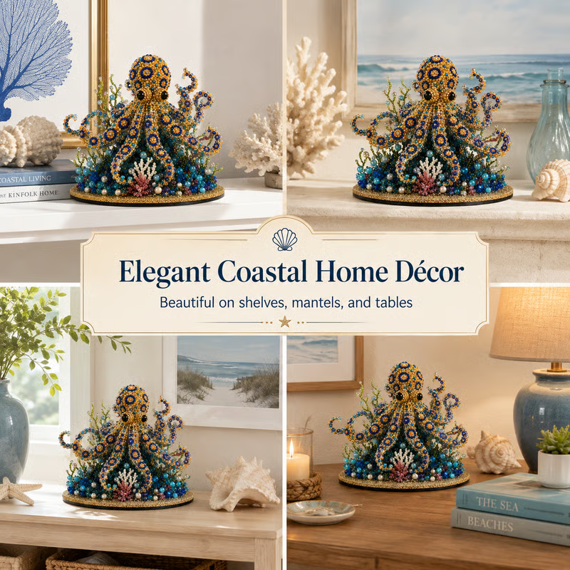 🔥LAST DAY 50% OFF - 🌊 Ocean Sparkle Animal Craft Kit | Create a Dimensional Underwater Centerpiece with Colorful Beads, Pearls & Coastal Details 🐚✨