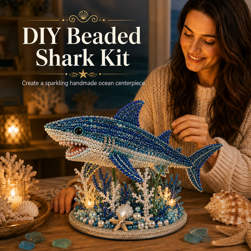 🔥LAST DAY 50% OFF - 🌊 Ocean Sparkle Animal Craft Kit | Create a Dimensional Underwater Centerpiece with Colorful Beads, Pearls & Coastal Details 🐚✨