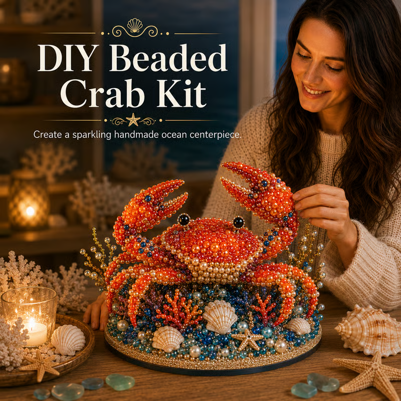 🔥LAST DAY 50% OFF - 🌊 Ocean Sparkle Animal Craft Kit | Create a Dimensional Underwater Centerpiece with Colorful Beads, Pearls & Coastal Details 🐚✨