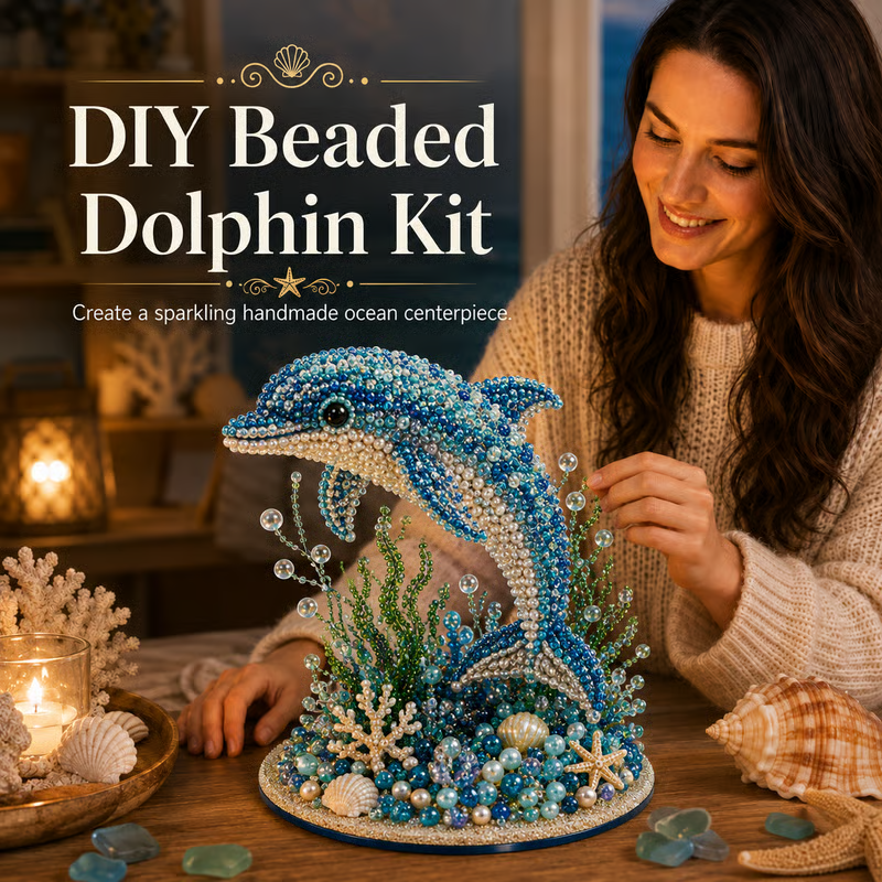 🔥LAST DAY 50% OFF - 🌊 Ocean Sparkle Animal Craft Kit | Create a Dimensional Underwater Centerpiece with Colorful Beads, Pearls & Coastal Details 🐚✨