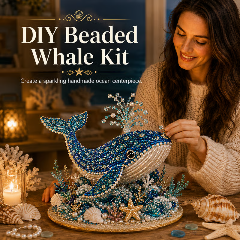 🔥LAST DAY 50% OFF - 🌊 Ocean Sparkle Animal Craft Kit | Create a Dimensional Underwater Centerpiece with Colorful Beads, Pearls & Coastal Details 🐚✨