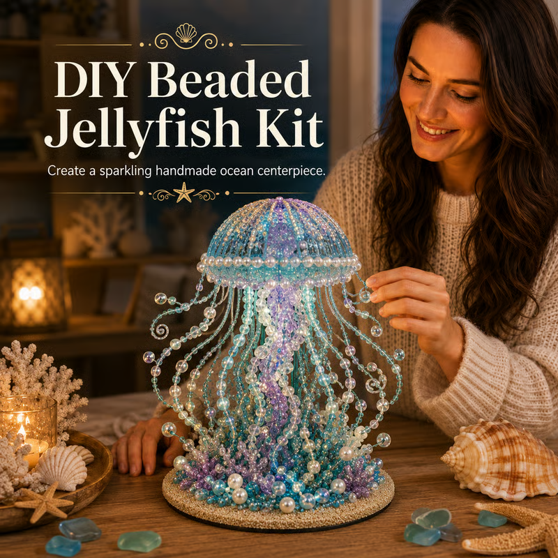 🔥LAST DAY 50% OFF - 🌊 Ocean Sparkle Animal Craft Kit | Create a Dimensional Underwater Centerpiece with Colorful Beads, Pearls & Coastal Details 🐚✨