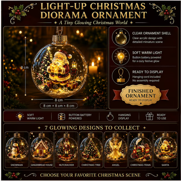 🔥LAST DAY 50% OFF - 🎄Glowing Christmas Diorama Ornament – A Tiny Winter World in Your Hands