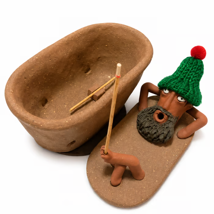 🎉 Lazy Bath Man Incense Burner 🛁🧘